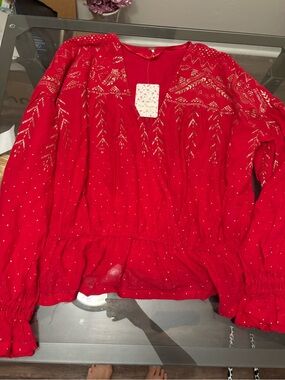 Free people counting stars pheasant blouse nwt